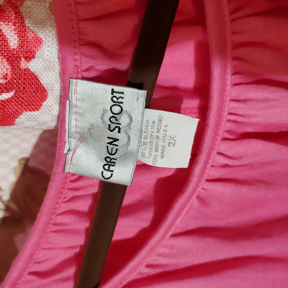 Caren Sport Pink Blouse with Gathered Sleeves 2X - Picture 2 of 4